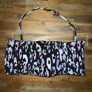 Salt + Cove bright animal print bandeau bikini top with removable pads EUC